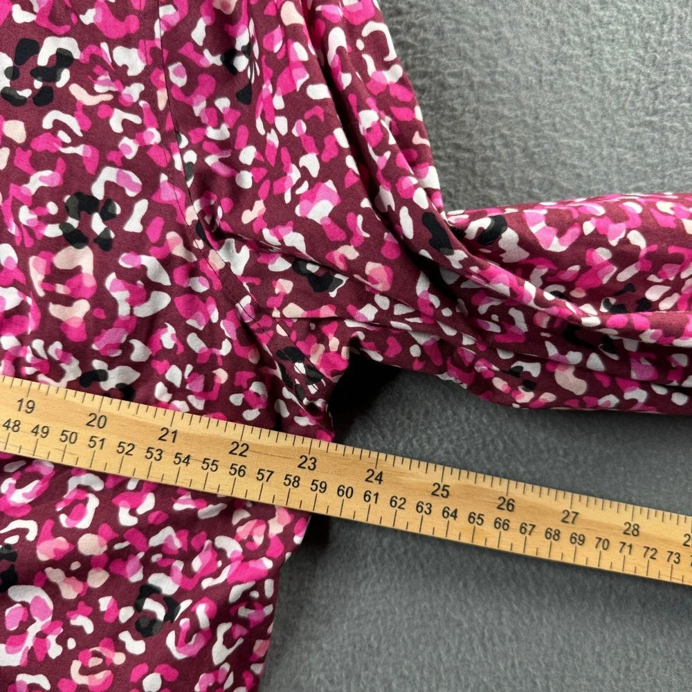Talbots‎ Plus Womens 18W Pink Abstract Leopard Print Non-Iron Button Down Shirt